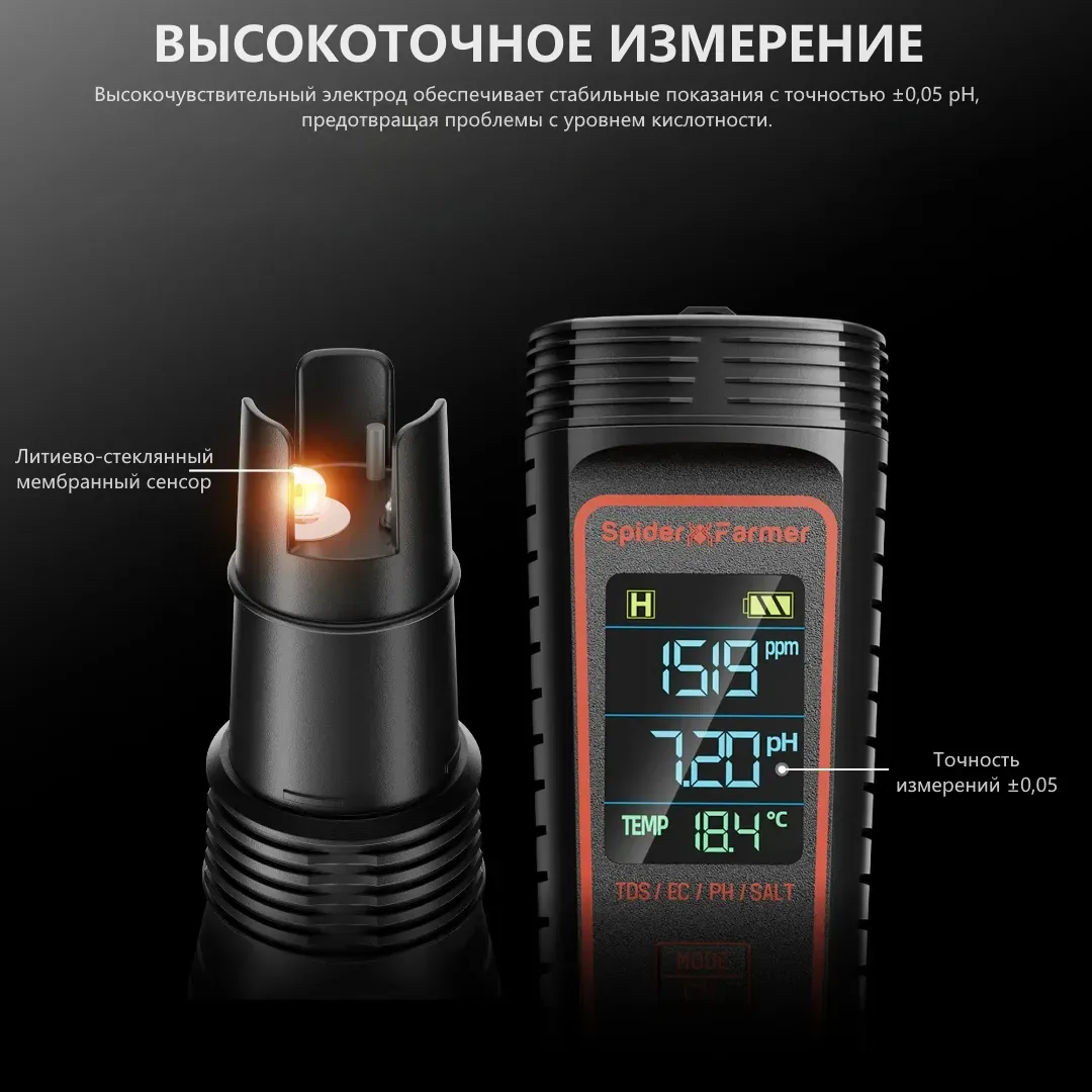 измерительный прибор ph meter spaider farmer 