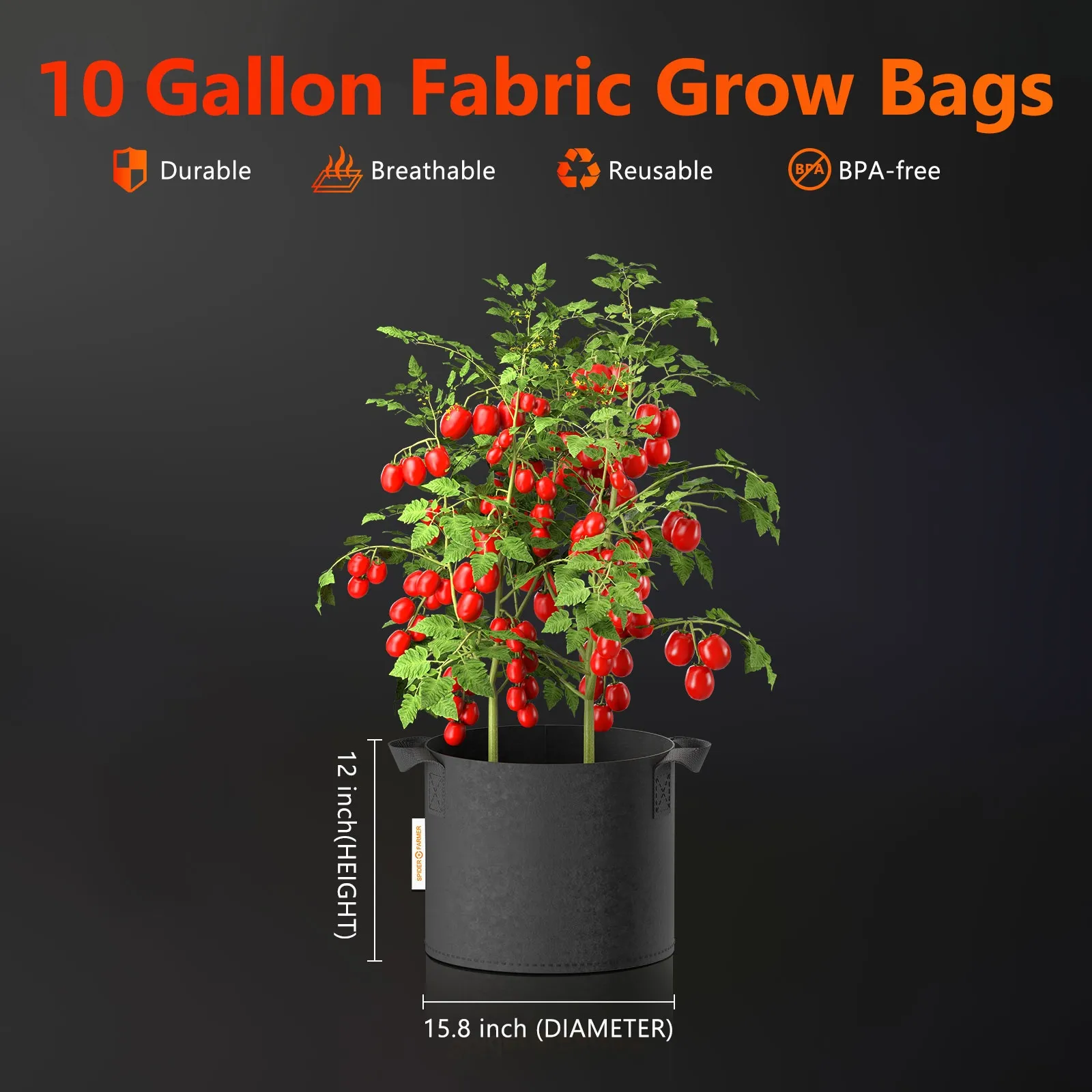 горшок spider farmer grow bag 10gal 40л 